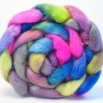 Hand Painted Wool Roving Wensleydale Combed Top Spinning or Felting Fiber - 4.2 oz - COMICS